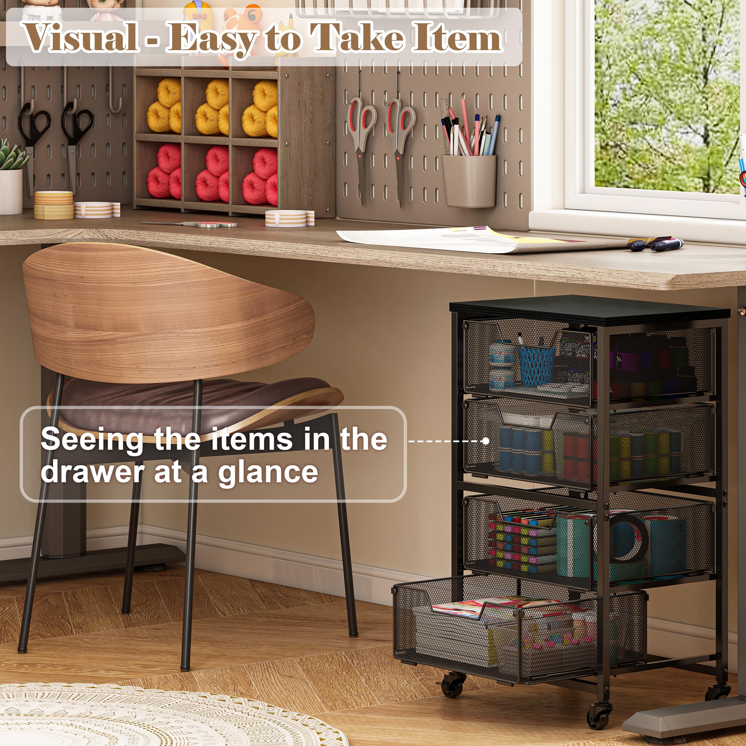 Best Rolling Storage Cart 2026: 5 Versatile Picks 3 Aokitsink Rolling Cart with Drawers, 4-Drawer Storage Cart on Wheels with Wooden — product photo