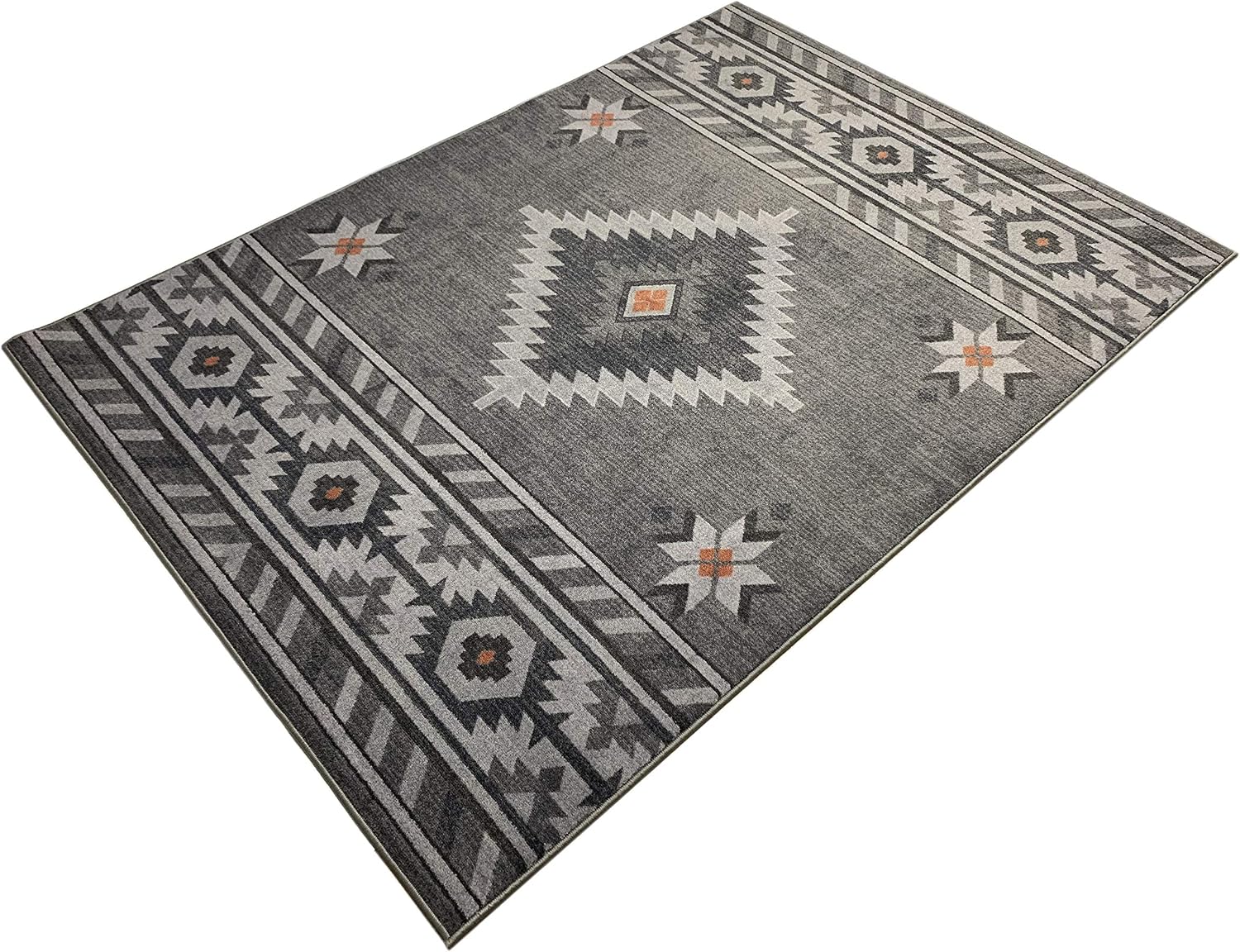 RugStylesOnline Nevita Collection Southwestern Native American Design Area Rug Rugs Geometric (Southwestern Grey, 5 x 7)