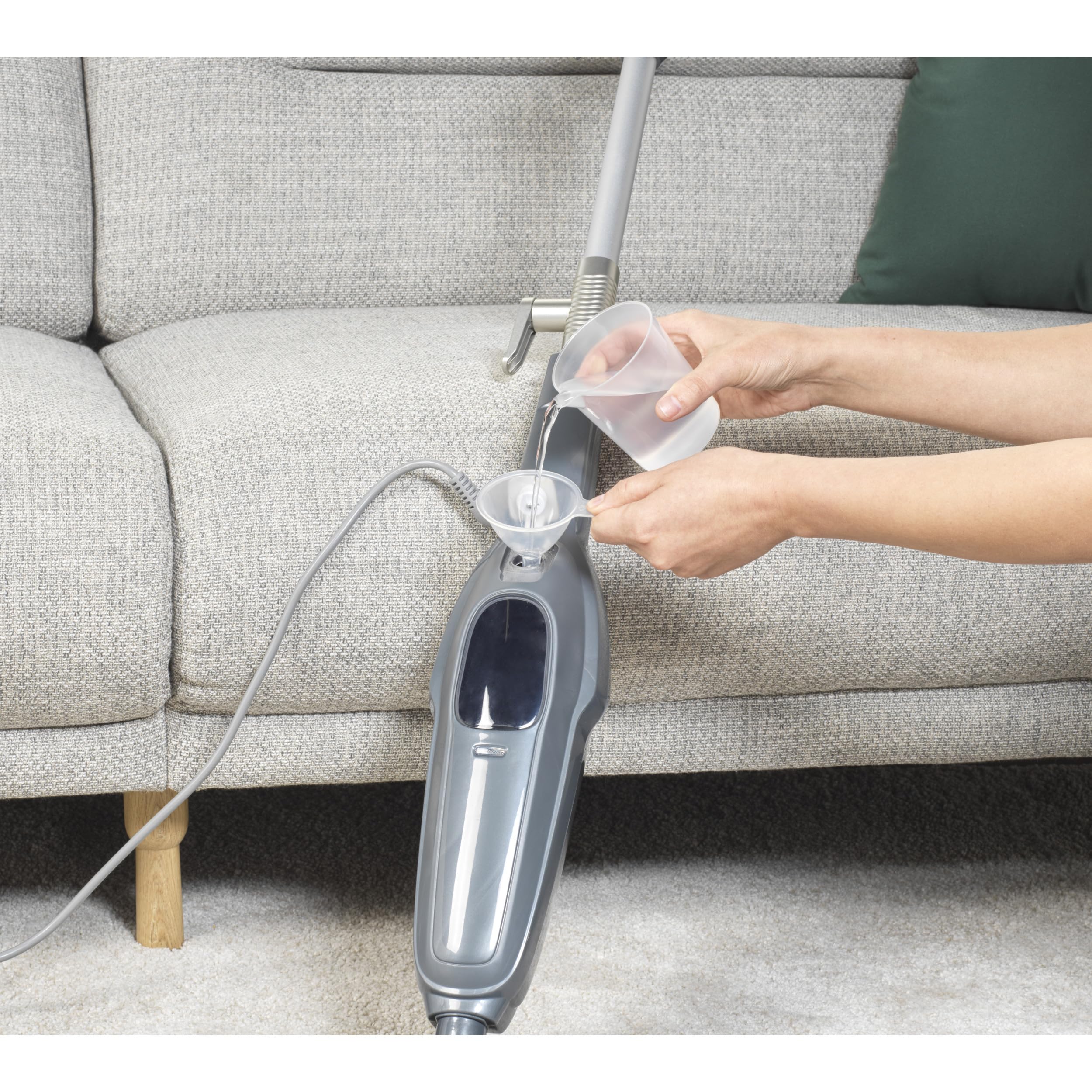 Beldray Limpiador a Vapor Clean & Refresh - Escoba de Vapor, Limpieza Sin Químicos, Calentamiento Rápido, Depósito de Agua 350 ml, Alfombras, Laminados, Madera, 1300W