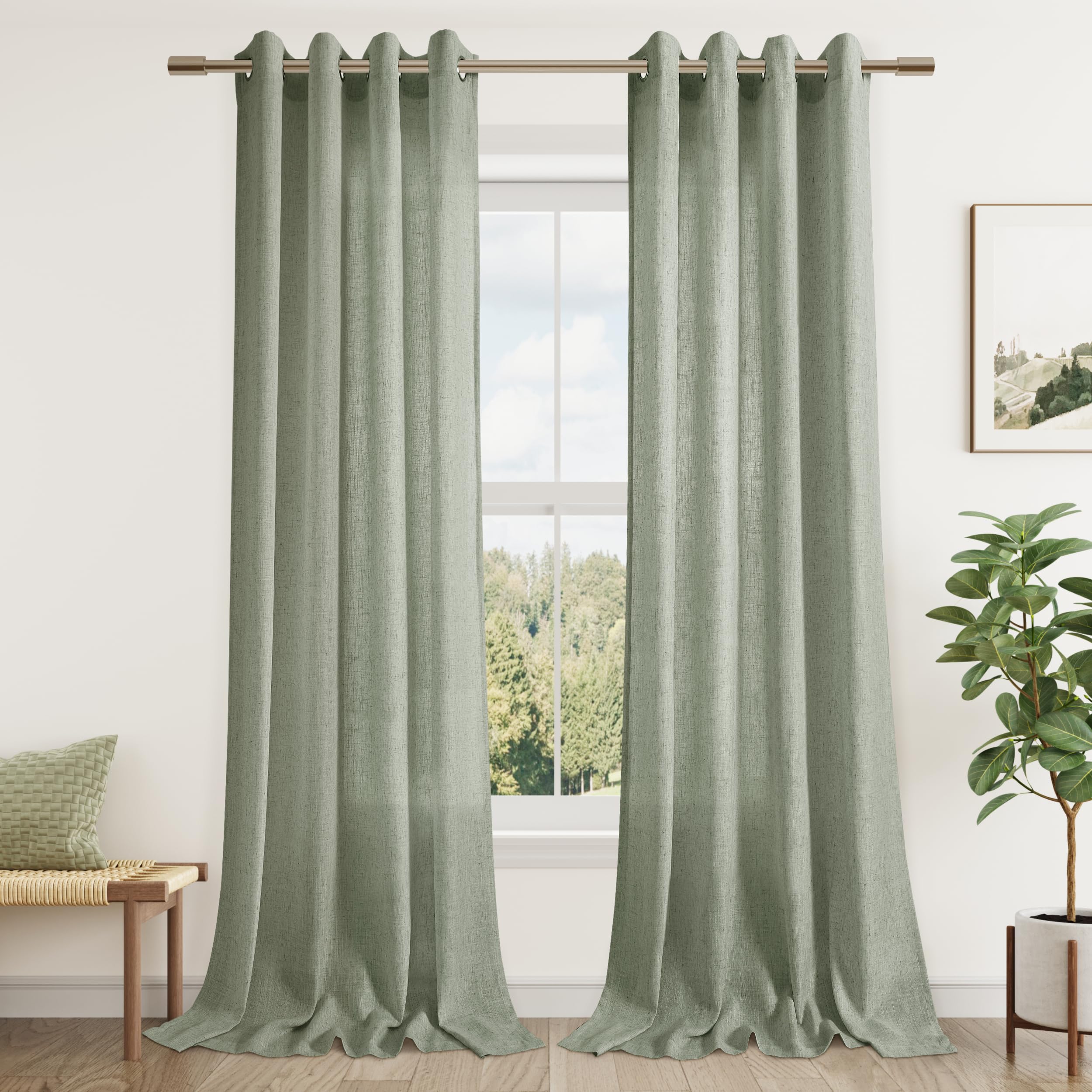 Sage Green Curtains 84 Inches Long for Living Room 2 Panels