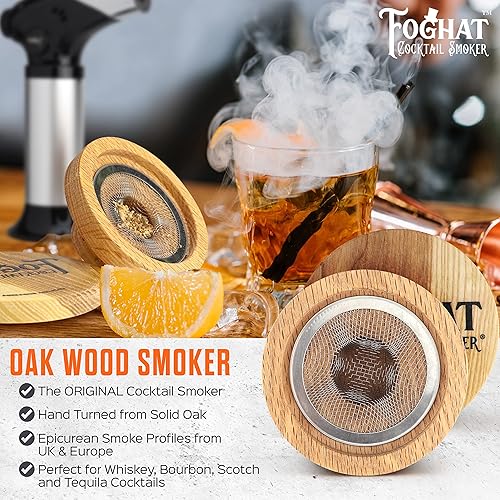 Miniatura 2 de THOUSAND OAKS BARREL Foghat Kit de ahumador de cóctel  Barril de Bourbon Oak Fuel virutas de madera y antorcha para ahumar  Infundir cócteles,