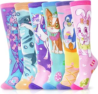 ANTSANG Kids Girls Knee High Socks, Novelty Boot Cotton Stockings for Child