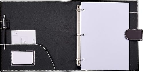 Miniatura 4 de Its Academic Carpeta ejecutiva de cuero carpeta de anillos de 1 pulgada y capacidad de 250 hojas para organizar currículums tarjetas de visita blocs