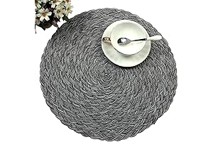 Round Heat-Resistant Braided Gray Placemats