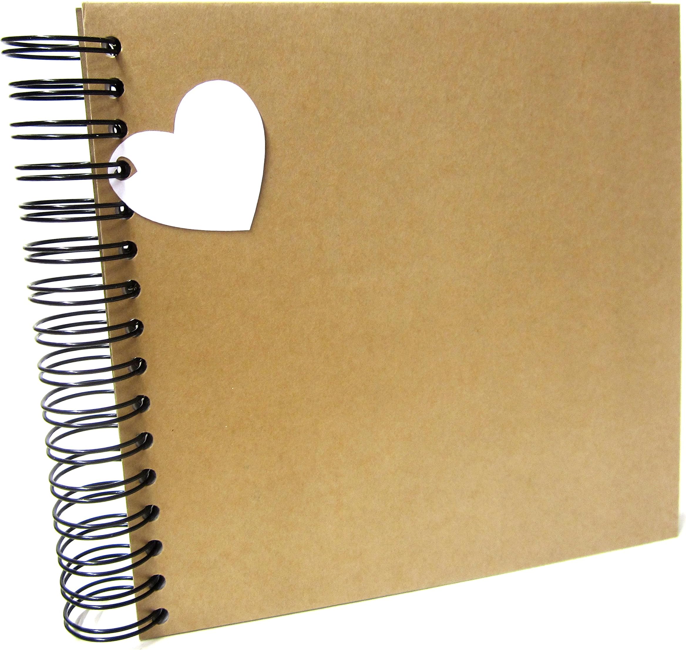 Blank Square Scrapbook 8x8 Vintage Kraft, Photo Album, Guestbook, Card Pages (Square (White Pages))