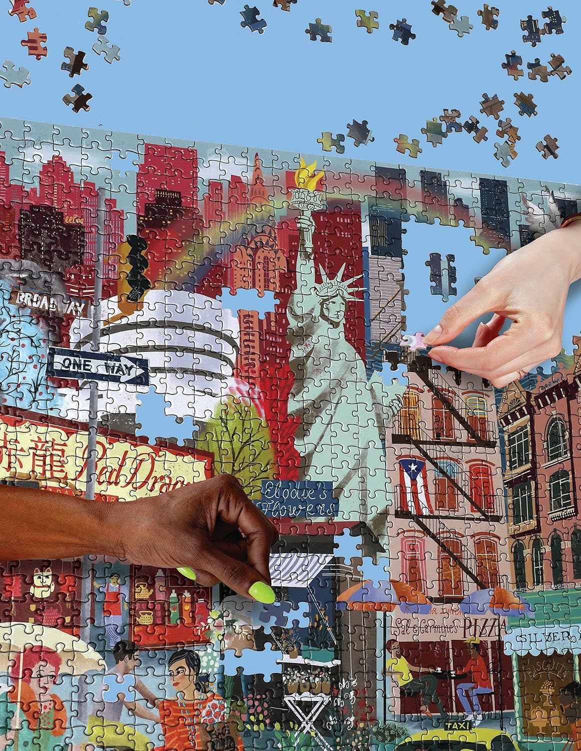 eeBoo 1000 Piece Puzzle - New York Life Jigsaw Puzzle for Adults, Square 23" x 23" Made with Recycled Board & Vegetable-Based Ink