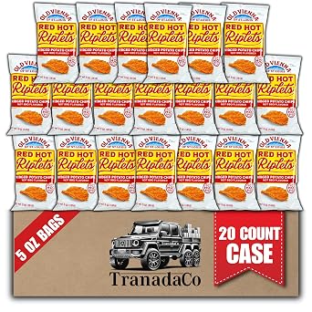 Old Vienna of St. Louis Red Hot Riplets Hot BBQ Chips 5oz Bags Case of 20 by TranadaCo