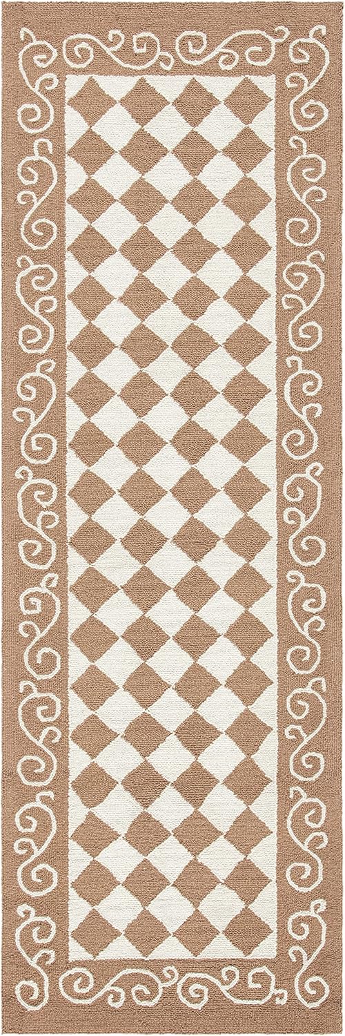 SAFAVIEH Chelsea Collection Runner Rug - 2'6" x 6', Brown & Ivory, Hand-Hooked French Country Wool, Ideal for High Traffic Areas in Living Room, Bedroom (HK711B)