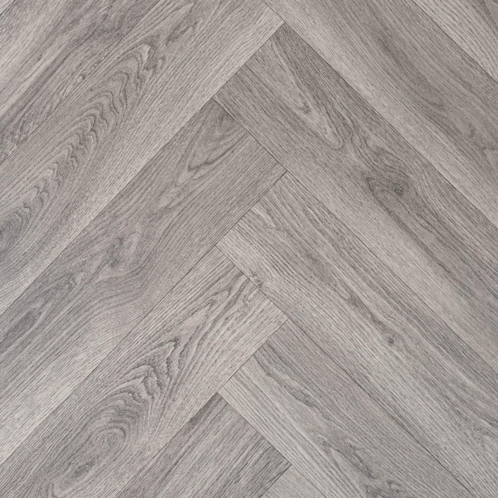 Light Grey Herringbone Effect Magic Vinyl Flooring 2.8mm Thick Lino Roll Bathroom Kitchen (2m Wide x 6.5m Long)