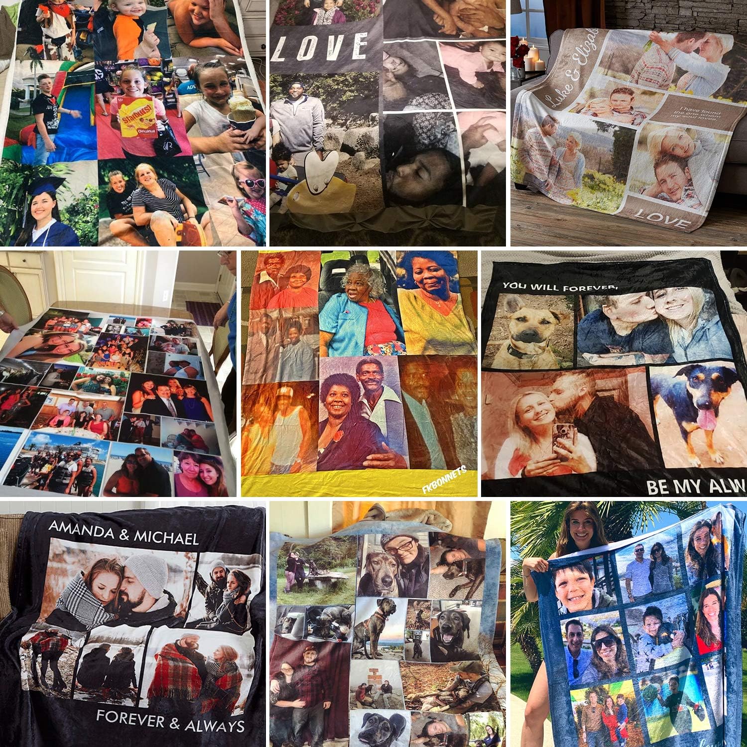 Sobeamix Personalized Blanket with Picture Custom Collage Throw Blankets,Soft Flannel Blanket Suitable for Baby Mom for Halloween Thanksgiving Day,Birthday Wedding,Couple Gifts,Full Color Printing