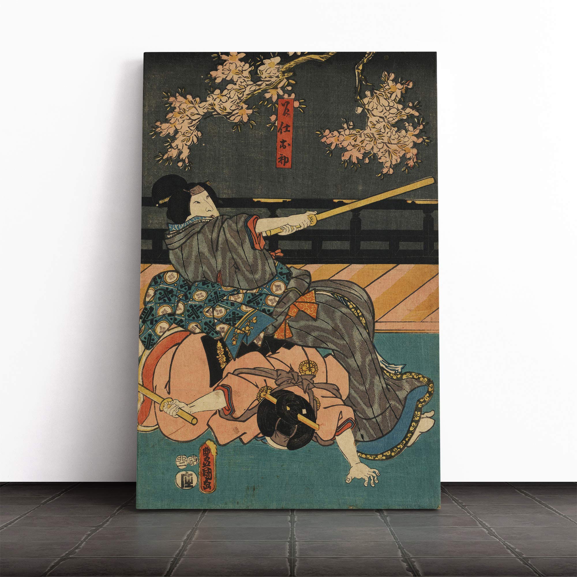 Wall Utagawa Toyokuni Vintage Japanese Oriental Art (7) Canvas Print | Gallery Wrapped 30mm Frame Wall Art | 30x20 inches | Ready to Hang | Asian Picture | Living Room Bedroom Lounge Office