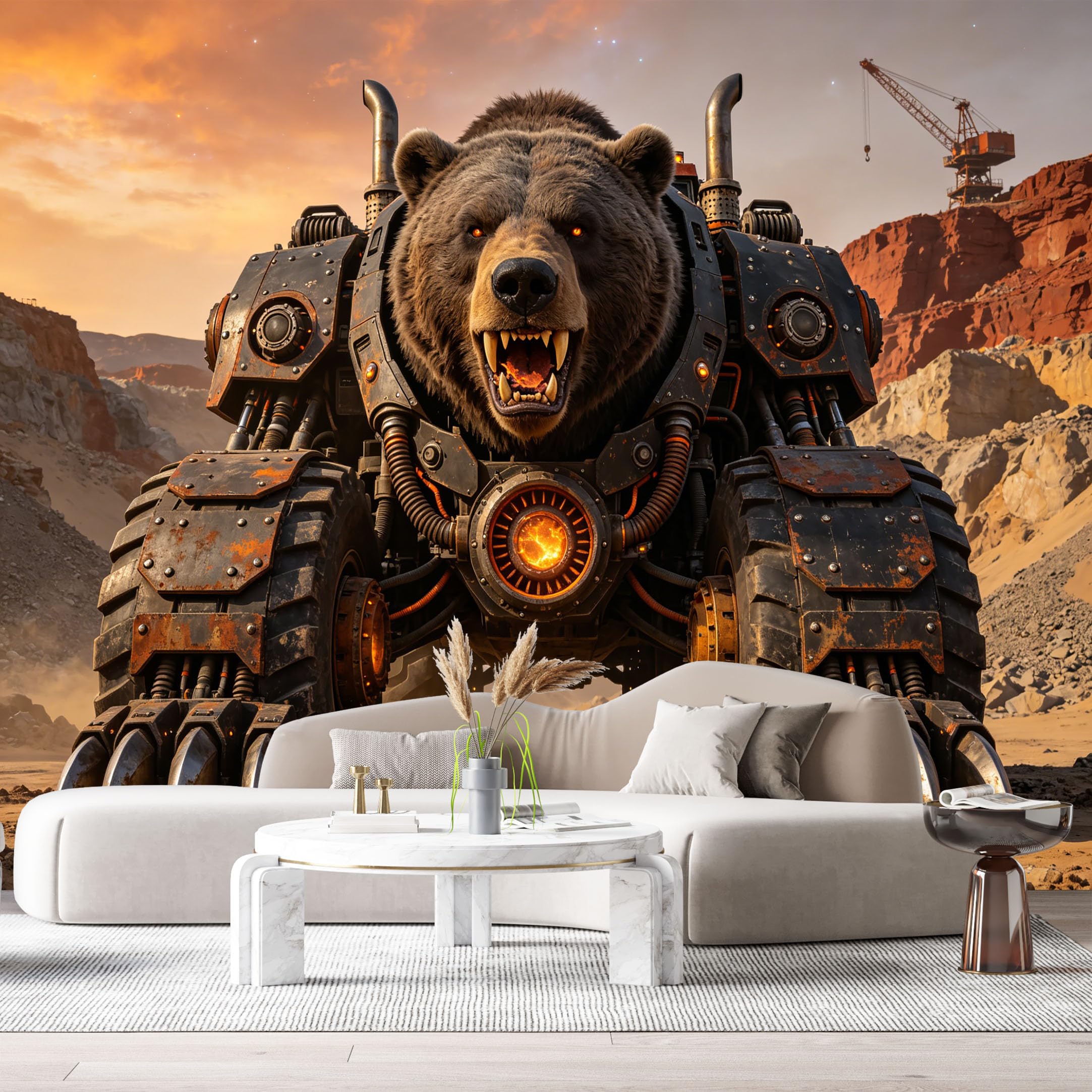 Custom Size Wall Mural Armored Wild Beast Mech Industrial Robot Futuristic Armor 3D Textured SciFi Metal Beast SelfAdhesive Art Prints Removable Large Wallpaper Esports Room Game Room Studio