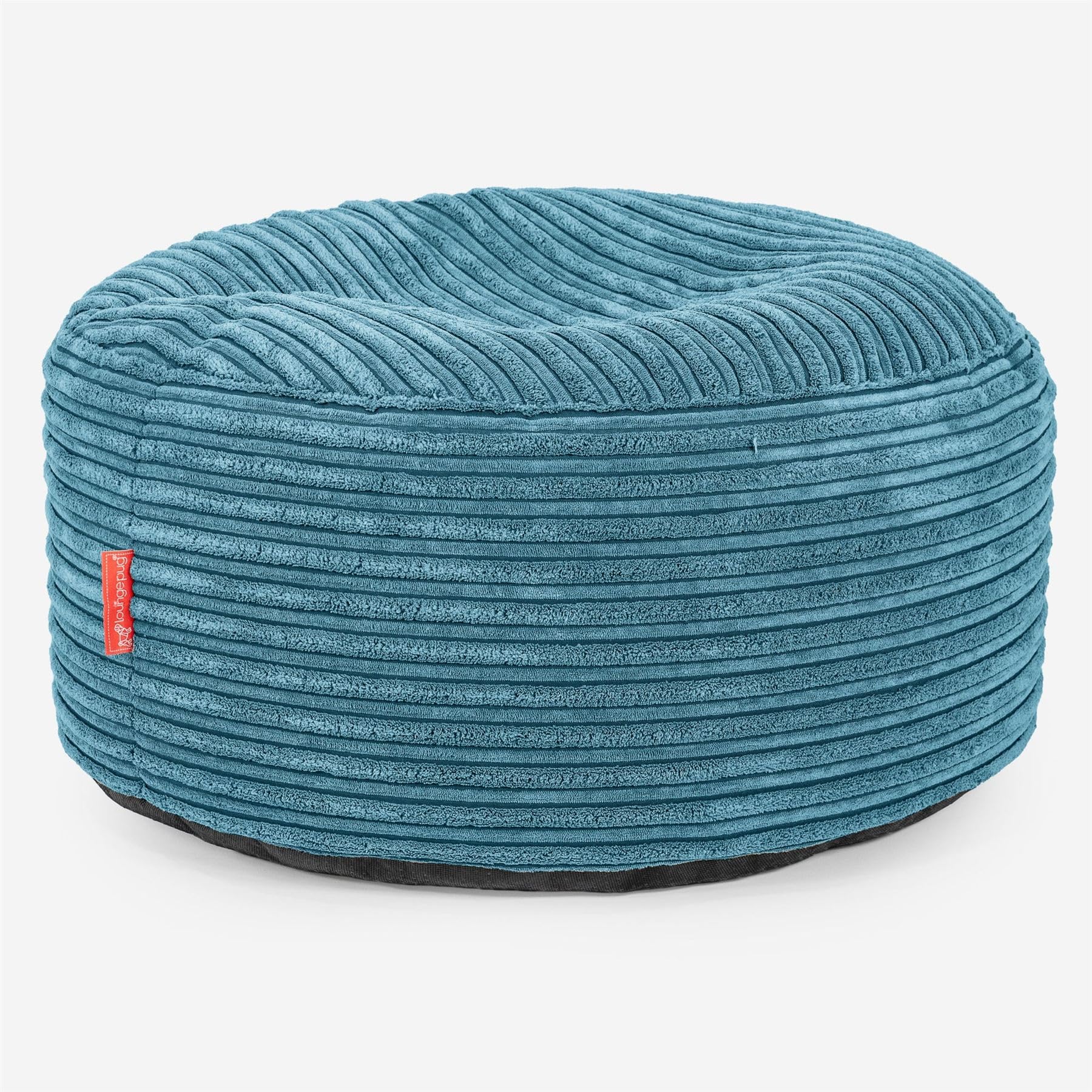 Lounge Pug Round Footstool Bean Bag Pouffe, Large Ottoman Foot Rest, Cord Aegean Blue — image 1