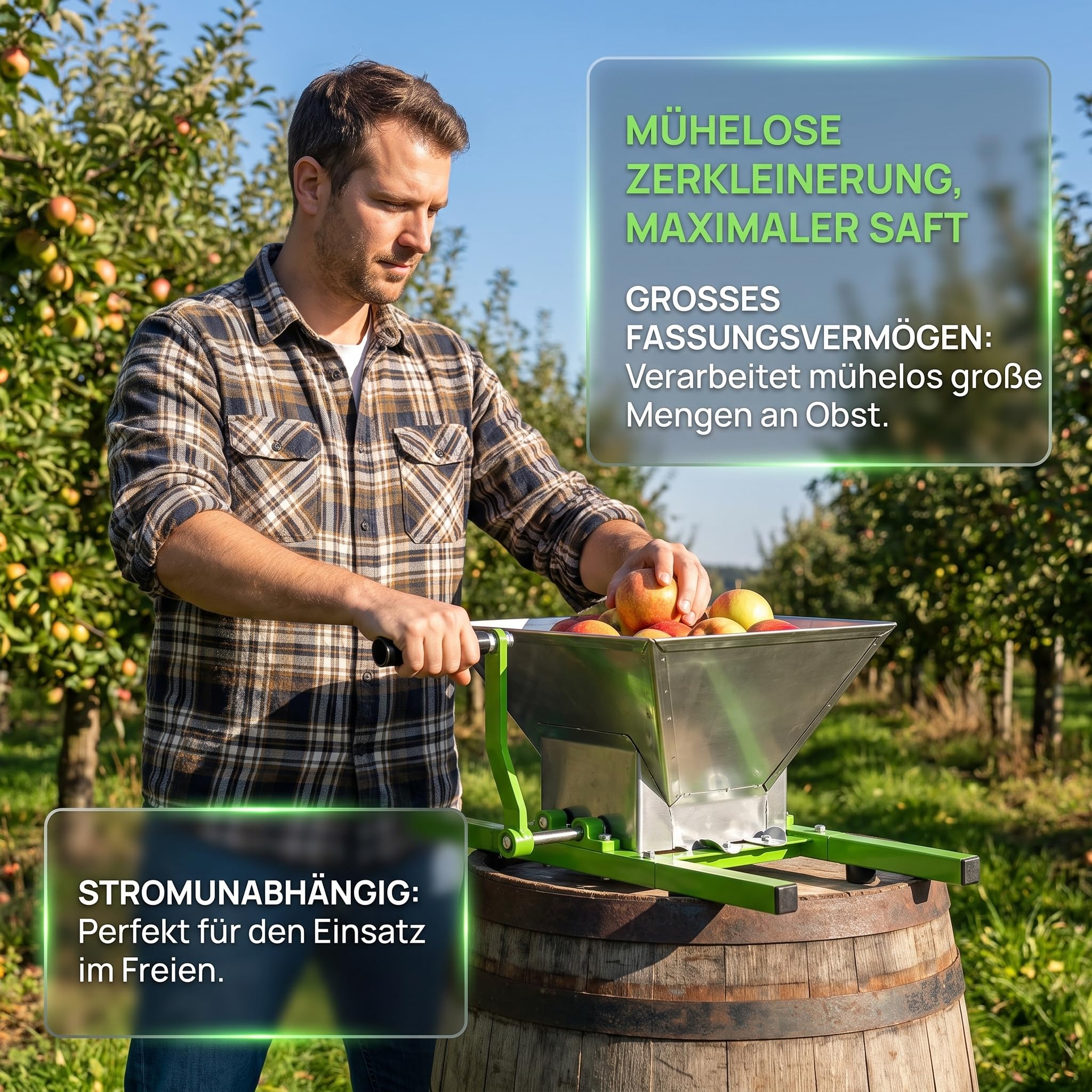 UISEBRT 7L Obstmühle Traubenmühle Apfelpresse & 12L Obstpresse Weinpresse Saftpresse Mechanisch mit Pressentuch