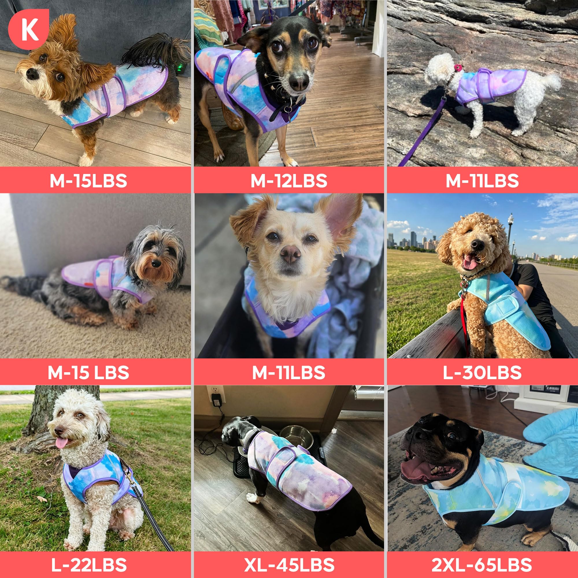 KYEESE Gilet rafraîchissant léger pour chien, veste d'été en maille respirante 3D pour animal domestique avec bande réfléchissante et protection UV pour animal domestique, t-shirt pour plage
