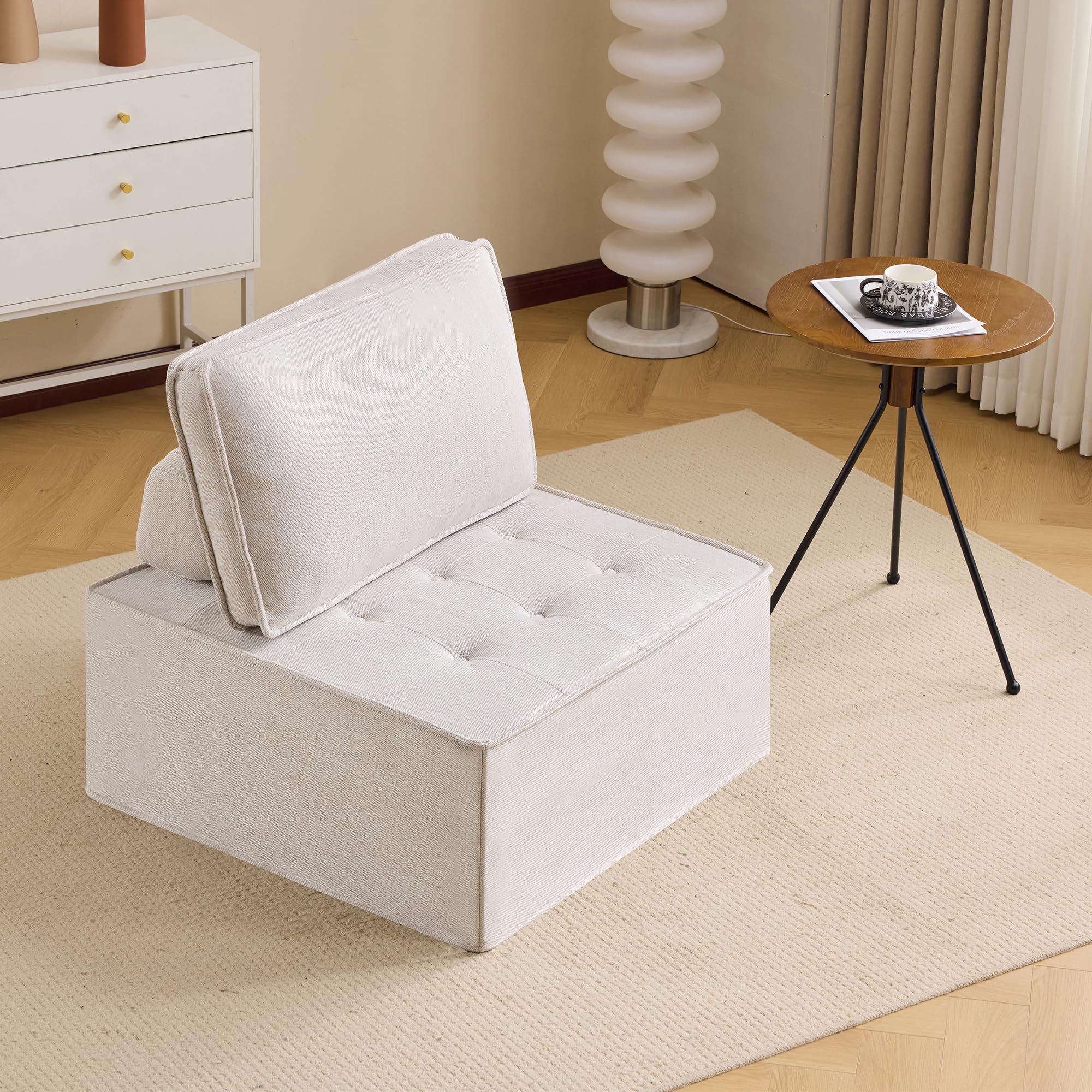 Sofá Modular Reclinable de Tela 100% Lino, Asiento Individual o en Forma de L, Espuma de Alta Elasticidad, para Apartamentos Pequeños y Dormitorios