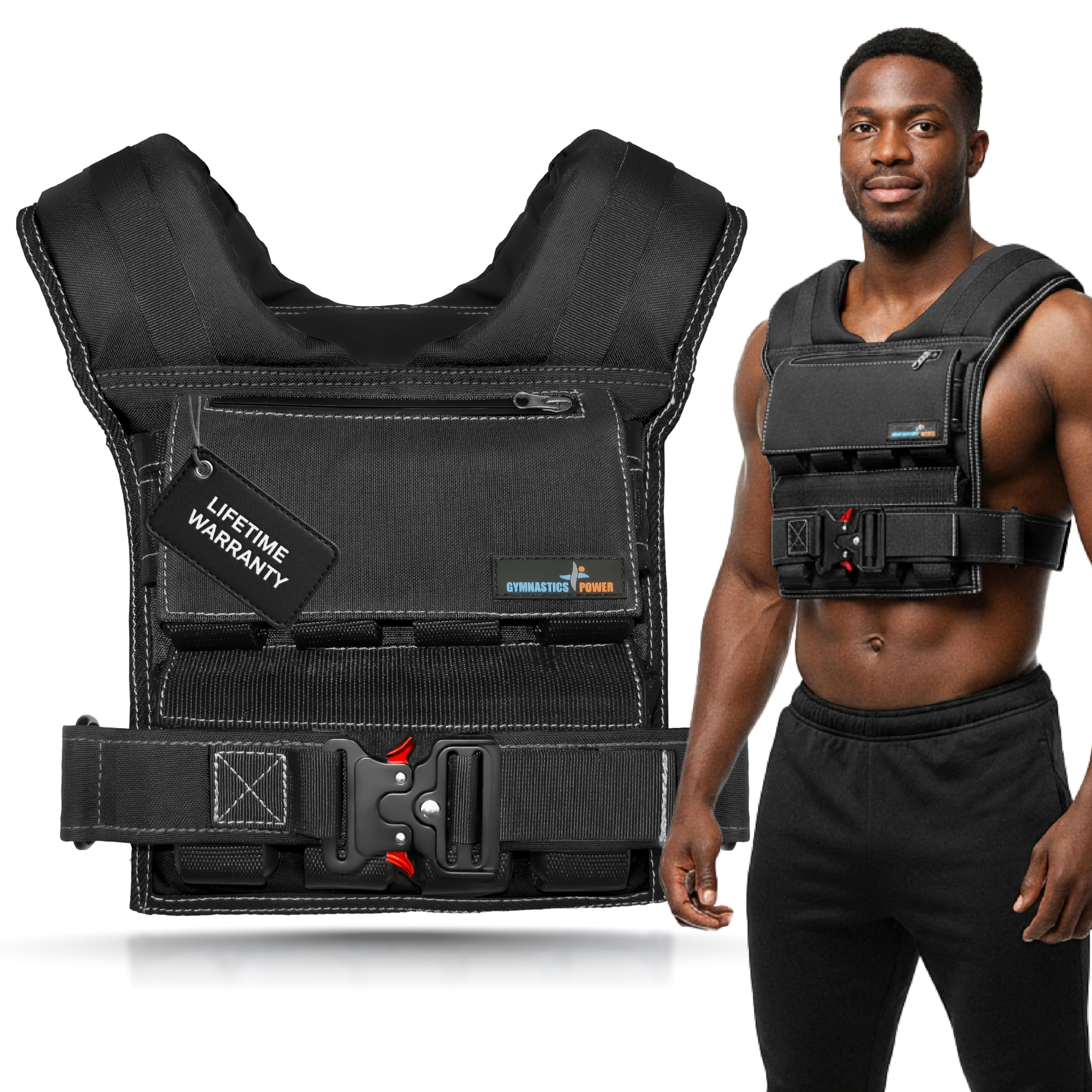 Weighted Vest 25lb, 35lb, 45lb Removable Iron Weights for Men and Women Workout for Calisthenics and Fitness Sport Training (35 lb - Black)