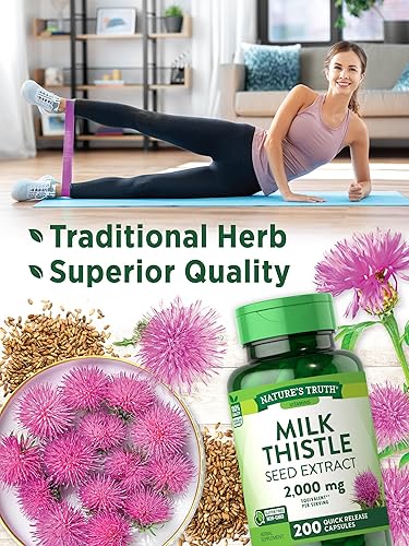 Miniatura 3 de Nature's Truth Cardo mariano  2000 mg  200 cápsulas  Suplemento de extracto de semilla sin OMG y sin gluten  Silimarina Marianum