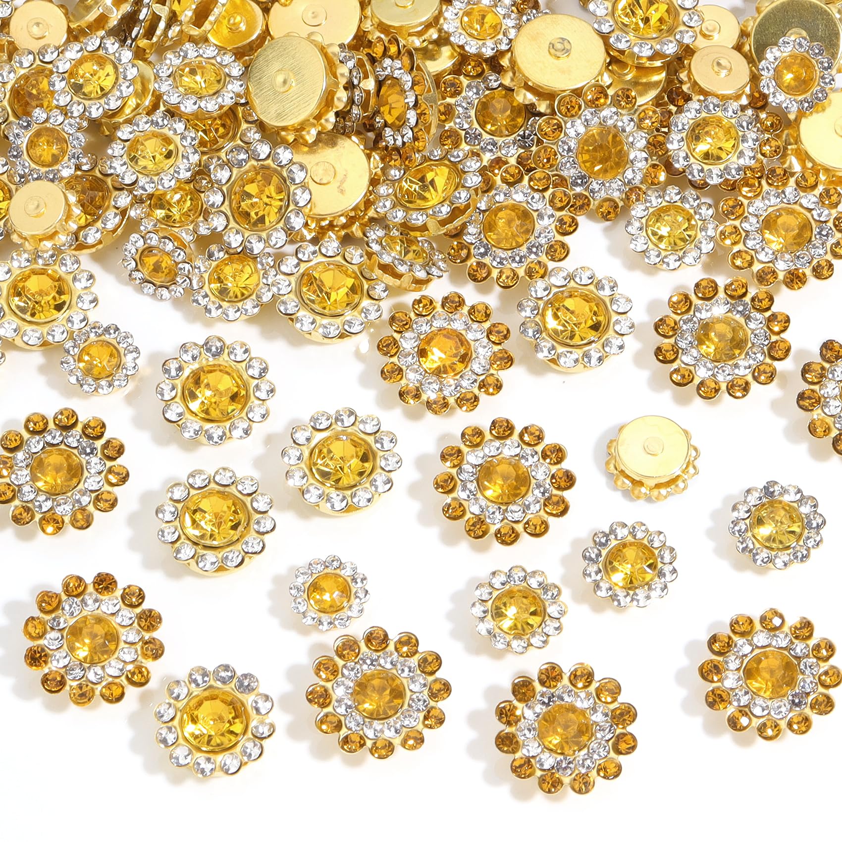 Photo 1 of Tipart 100 Pcs 4 Sizes Sew on Rhinestones,Crystal Glass Metal Base Flower Claw Flatback Rhinestones for Clothes Hats Bags Sewing Accessories