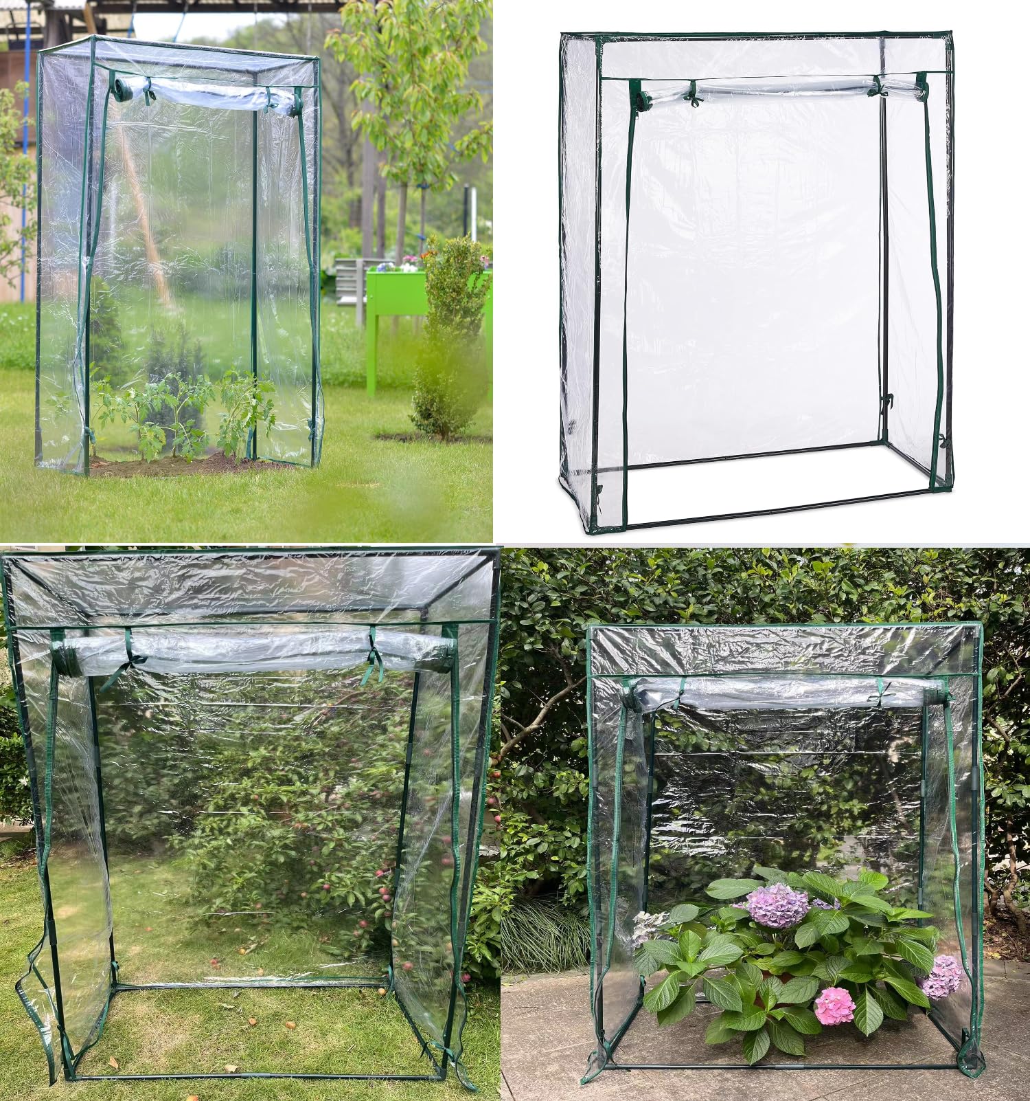 Garden Haven ®Walk in Tomato Mini Greenhouse Metal Frame with Reinforced Plastic PE Weather Cover with Roll-up Door Garden Vegetables Grow Tent and Cultivation Zip up front Balcony Patio Easy Set Up
