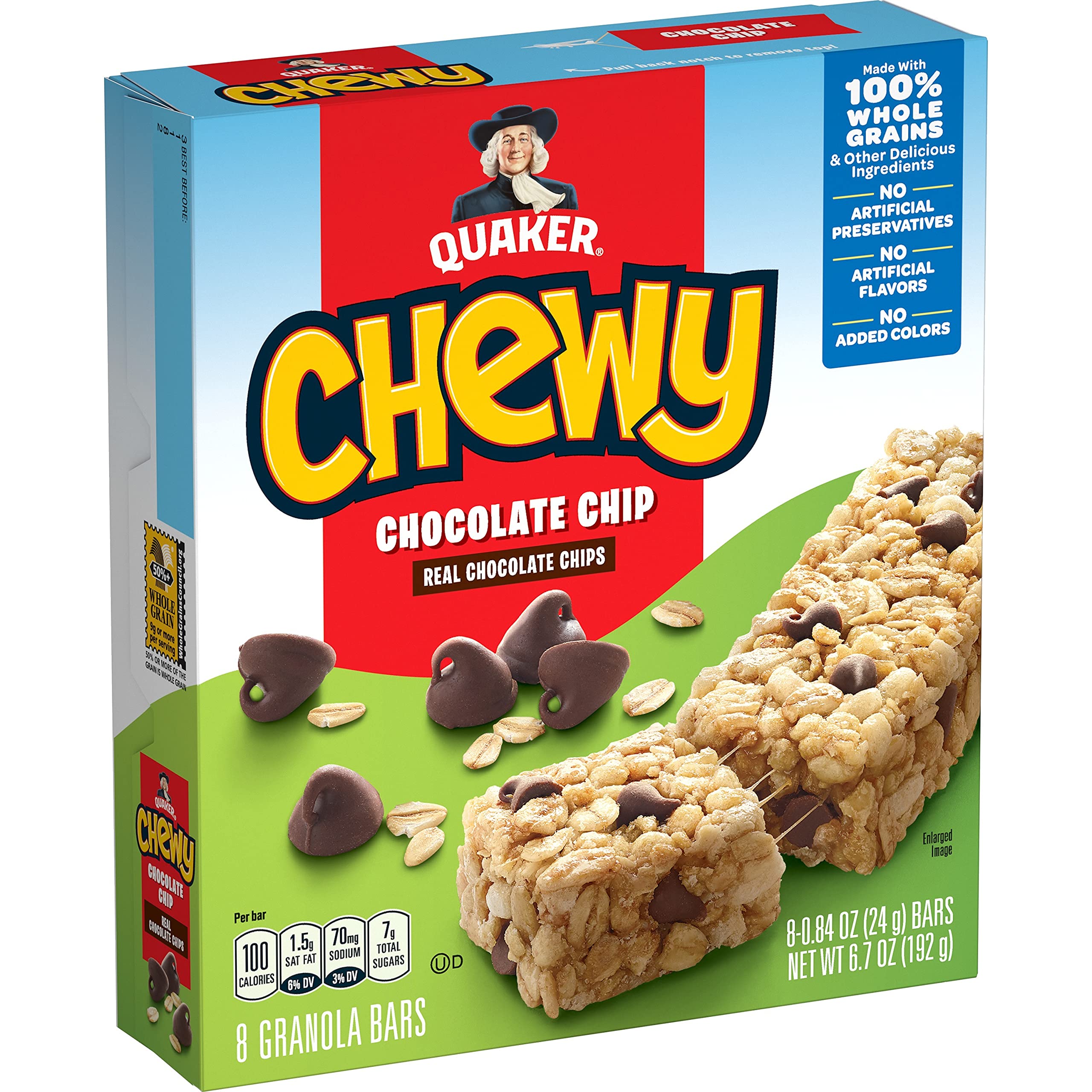 Buy Quaker Chewy Granola Bar Chocolate Chip Granola Bars, 0.84 Oz, 8 Ct