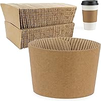 FMP Brands 100 Pack Kraft Coffee Cup Sleeves for 12-24 oz Cups - Durable Corrugated Insulators for Hot & Cold Drinks