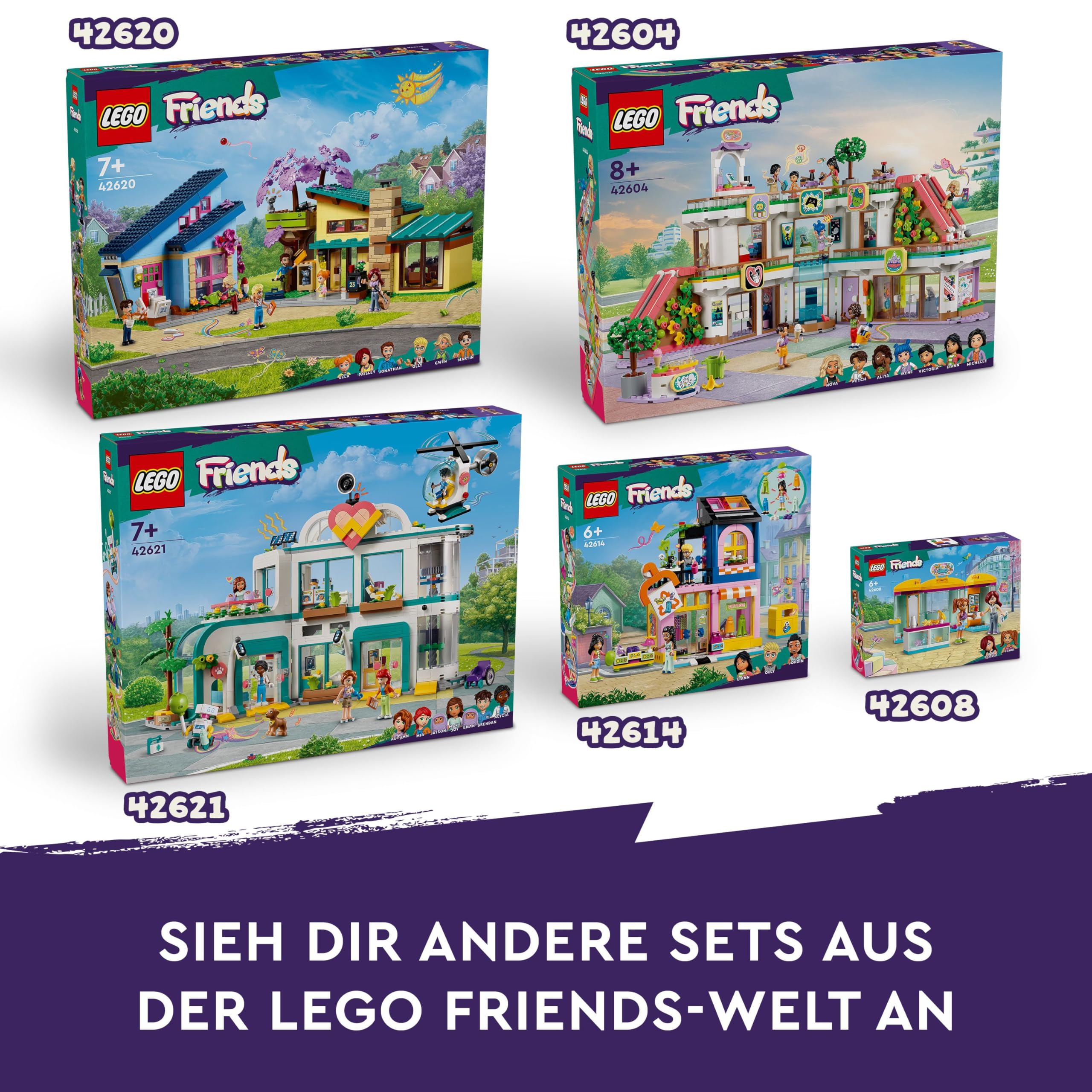 LEGO Friends Heartlake City Krankenhaus, Set mit Spielzeug-Hubschrauber und Figuren inkl. Autumn und Hund, Arzt-Spielzeug für Kinder, Geschenk für Mädchen und Jungen ab 7 Jahren 42621