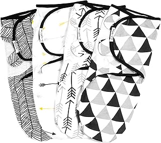 Swaddle Blanket, Adjustable Infant Baby Swaddling Wrap Set of 4, Baby Swaddling Wrap Blankets for Boys and Girls Made in Very Soft Cotton, by BaeBae Goods