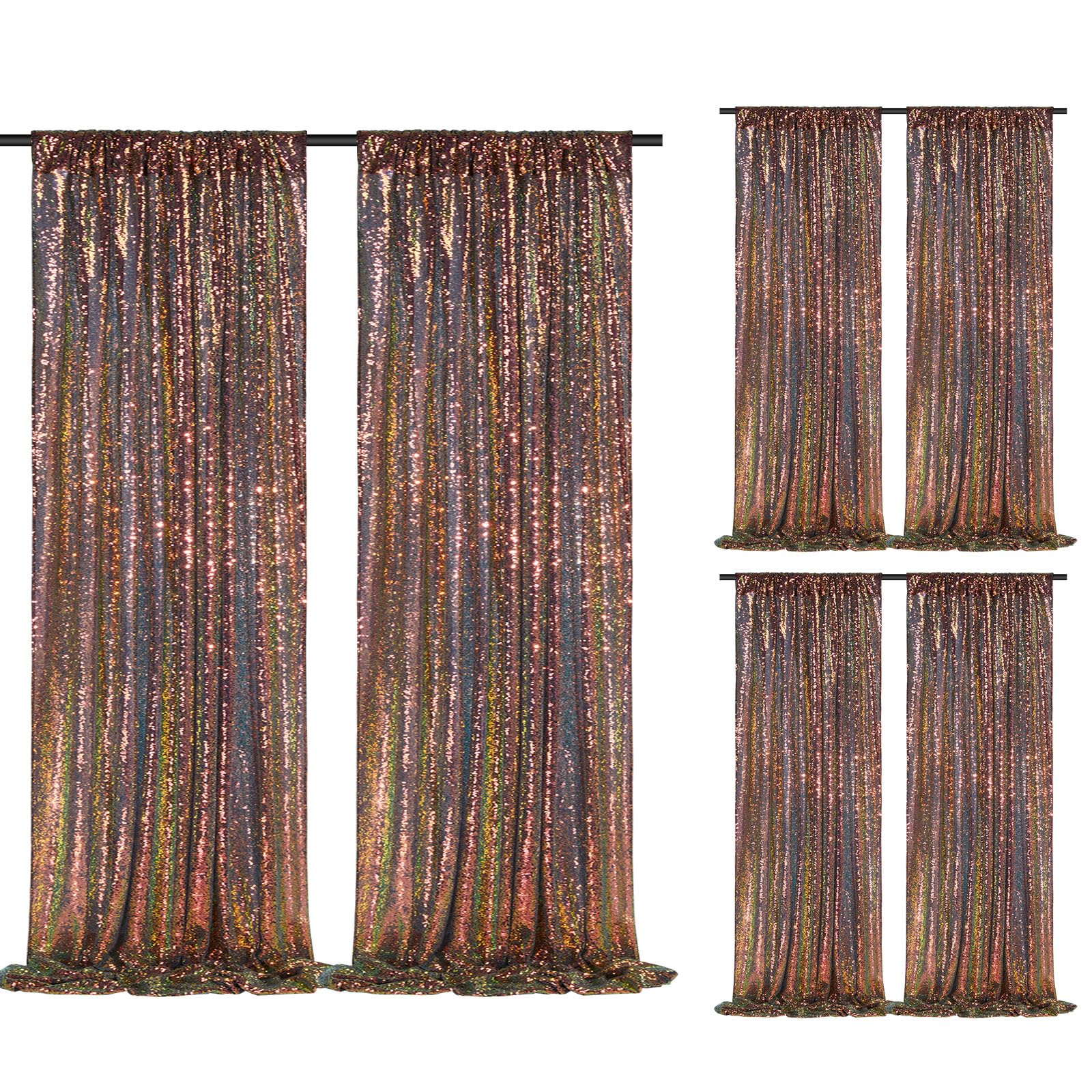 Gold Sequin Backdrop Curtain Panels Stage 2 Pieces 2FTx8FT Sheer Gold Curtains Backdrop Photo Backdrop Curtains for Wedding Birthday Party Background Drapes Christmas Decorations — Amazon image 20