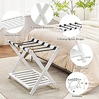 Vista 9 de Fully Assembled Luggage Racks Pack of 2, Upgraded Bamboo Foldable Suitcase Stand with 5 Nylon Straps, 26.77" Thickened Luggage Stand Holder with