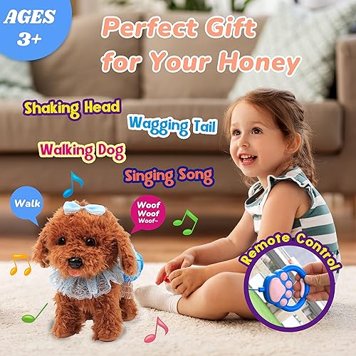 Miniatura 5 de Hopearl Walking Cat - Juguete electrónico interactivo para mascotas que canta, correa de control remoto, gatito musical animado, Miaow, meneando la