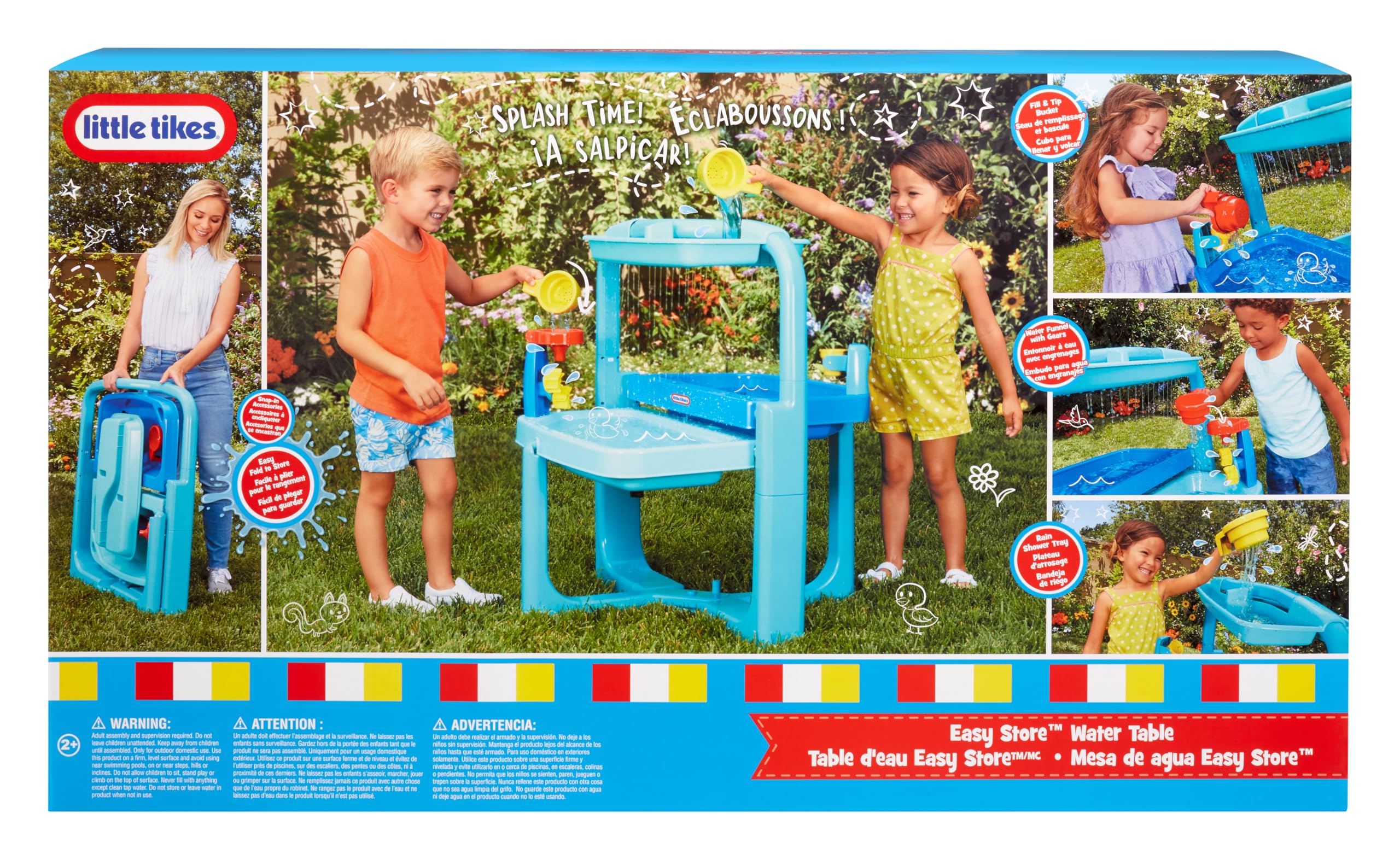 little tikes Easy Store Wassertisch - Faltbares Outdoor-Spielset mit Zubehör für Wasserspaß - Lässt Sich zur einfachen Aufbewahrung zusammenklappen - Aktives Spielen - Für Kinder ab 3 Jahren