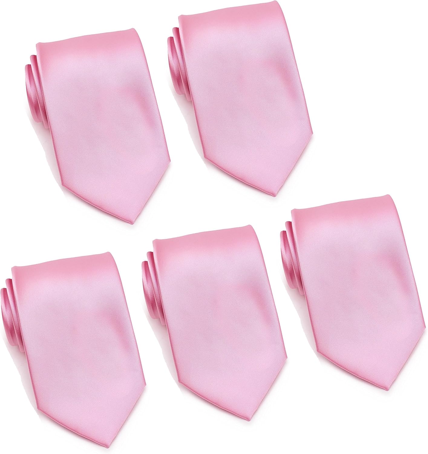 Mens Formal Tie Wholesale Lot of 5 Mens Solid Color Wedding Ties 3.5" Satin Finish