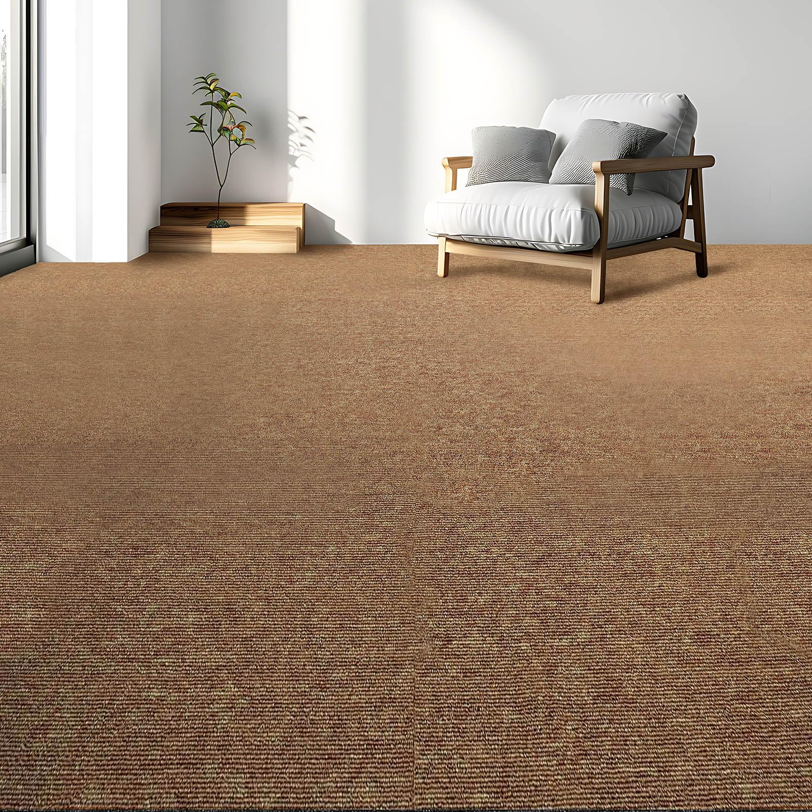 Actiasmat 50x50cm Carpet Tiles 5 Sq M Contract Flooring Tiles with Heavy Duty Bitumen Backing 20 Pack (Beige, 10cm Sample)