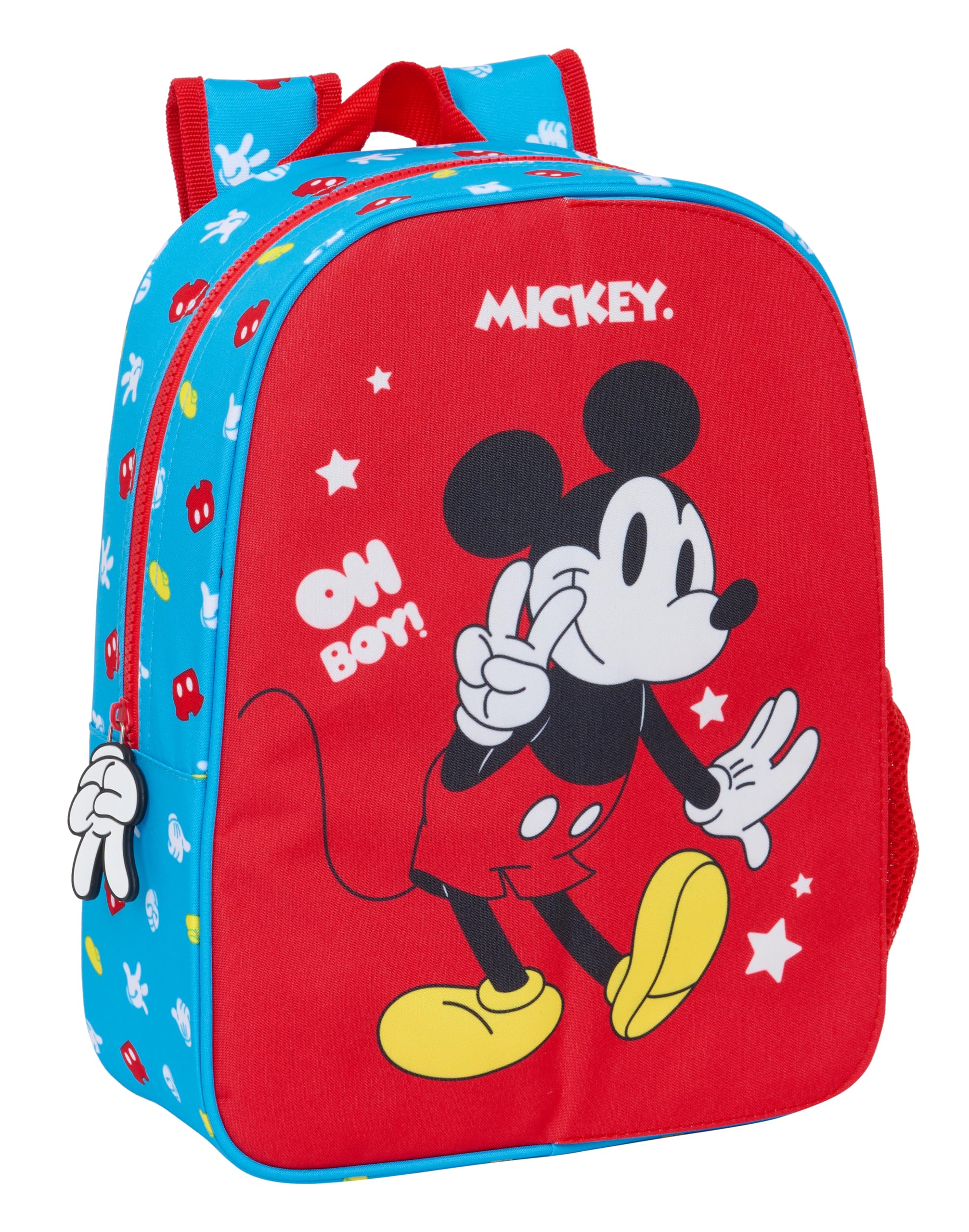 Safta MICKEY MOUSE FANTASTIC - Mochila Infantil, Adaptable a Carro, Fácil Limpieza, Ideal para Niños de Diferentes Edades, Cómoda y Versátil, Calidad y Resistencia, 26x11x34 cm, Color Azul/Rojo