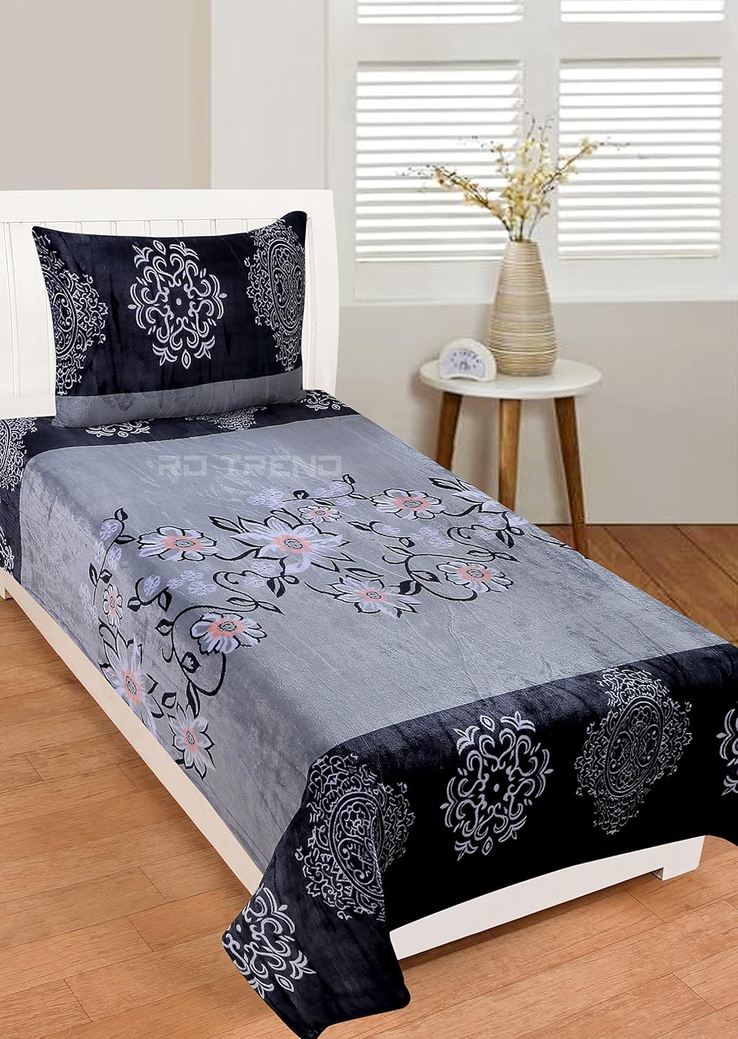 RD TREND 190 GSM Flannel Warm bedsheets for Winter Single Flat Size (60x90 Inches) with 1 Pillow