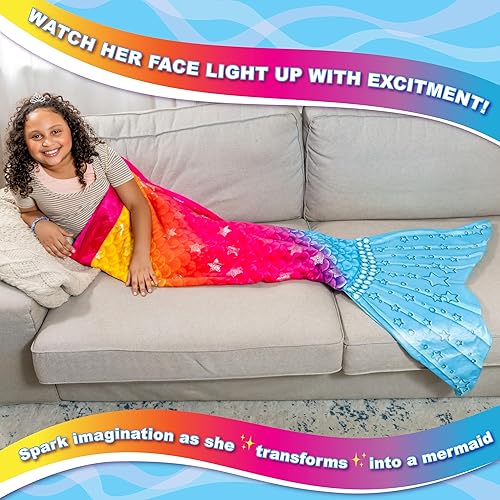 Miniatura 2 de Blankie Tails  Manta de sirena  Manta de vellón de sirena de doble cara  Manta de cola de sirena para niños adultos y adolescentes mariposa rosa