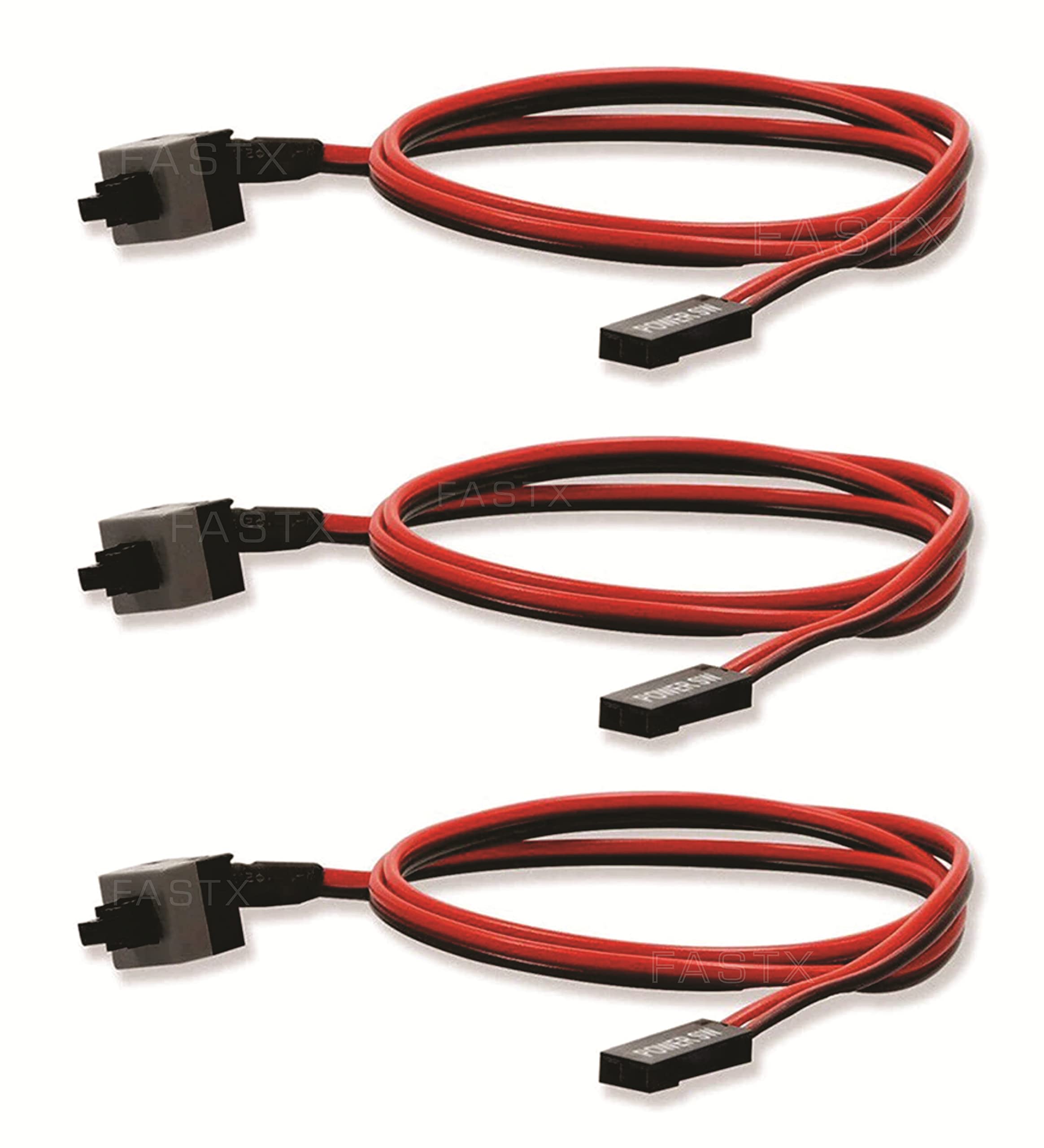 FASTX® 2 Pin SW PC Power Cable on/Off Push Button ATX Reset Desktop Computer Case Motherboard Switch jump start: Pack of 3 pc, Wire 48cm