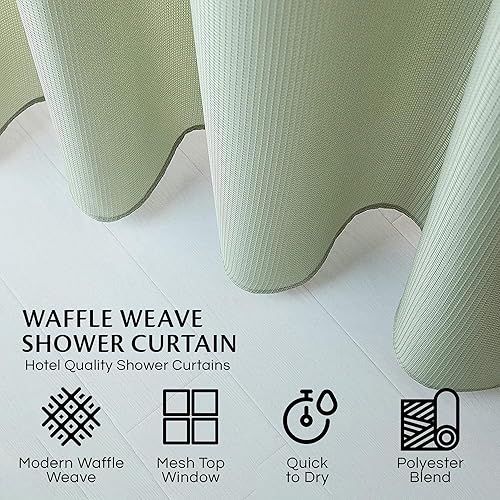 Miniatura 6 de Dainty Home Juego de cortina de ducha con tejido de gofre con forro a presión, 70 x 72 pulgadas, moderno de malla de lujo, la mejor cortina de ducha