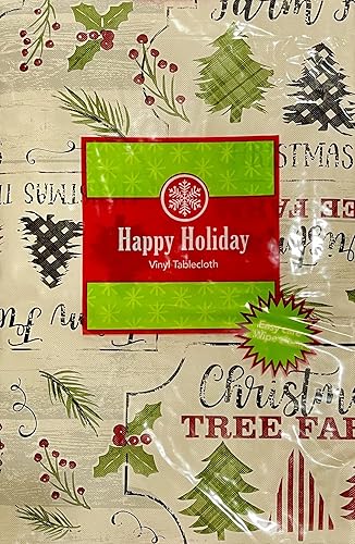 Miniatura 2 de Farm Fresh - Mantel de vinilo de fácil cuidado con árbol de Navidad (52 x 70 pulgadas)