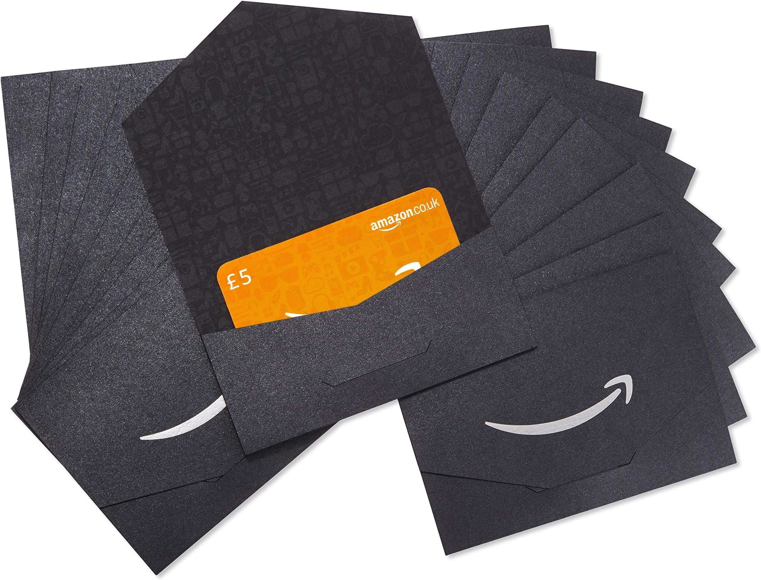 Amazon.co.uk £5 Gift Cards - In a Mini Envelope (Black & Silver) - Pack of 20