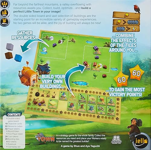 Miniatura 2 de IELLO Little Town, juego de mesa de estrategia, diversión para toda la familia, táctico e interactivo, tiempo de juego de 45 minutos, 2 a 4