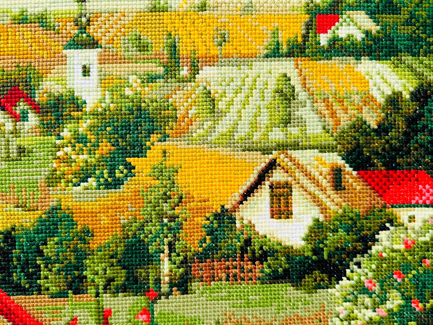 RIOLIS 1569 - Serbian Landscape - Counted Cross Stitch Kit 15¾" x 15¾" Zweigart 10 ct. White AIDA 28 Colors