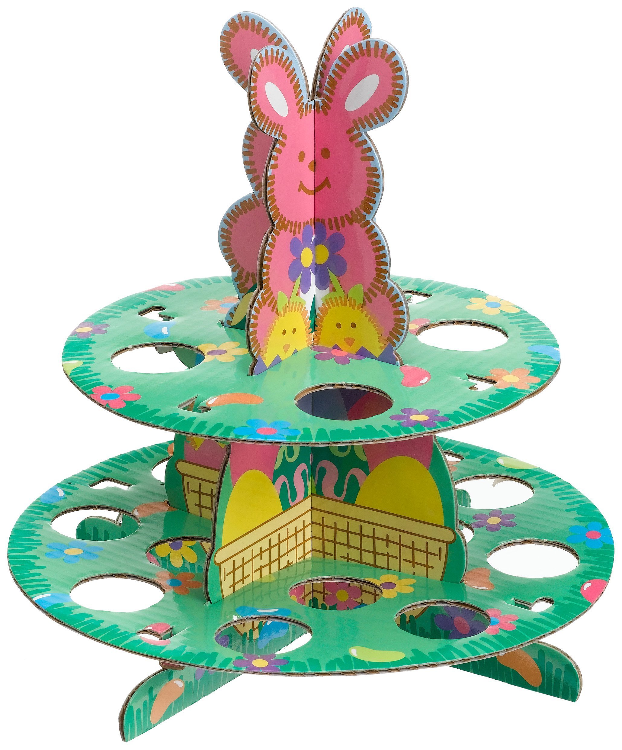 Soporte de Pascua Wilton para muffins que ahorra espacio y protege la decoración