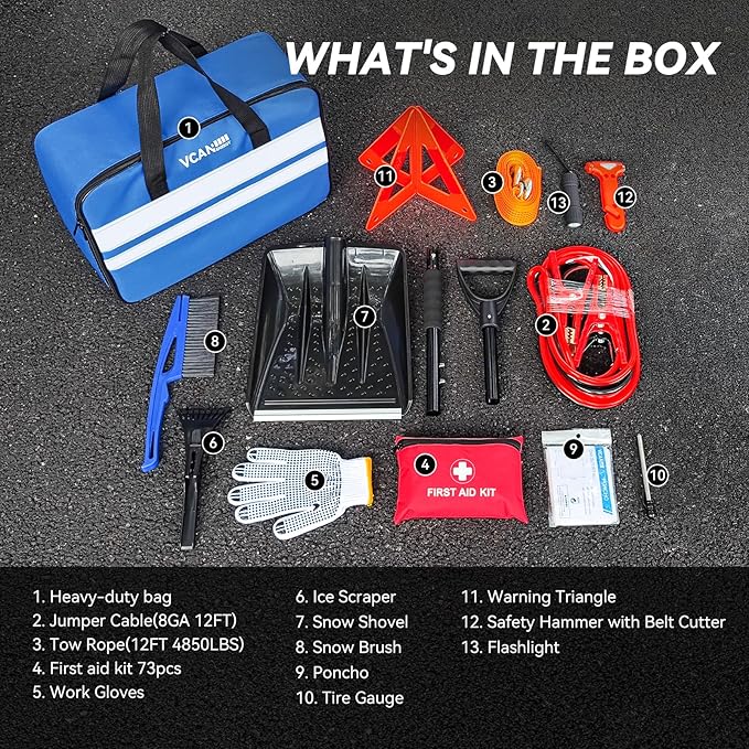 Kit de Emergencia para Auto VCANENERGY con Cables de Batería y Pala miniatura 2