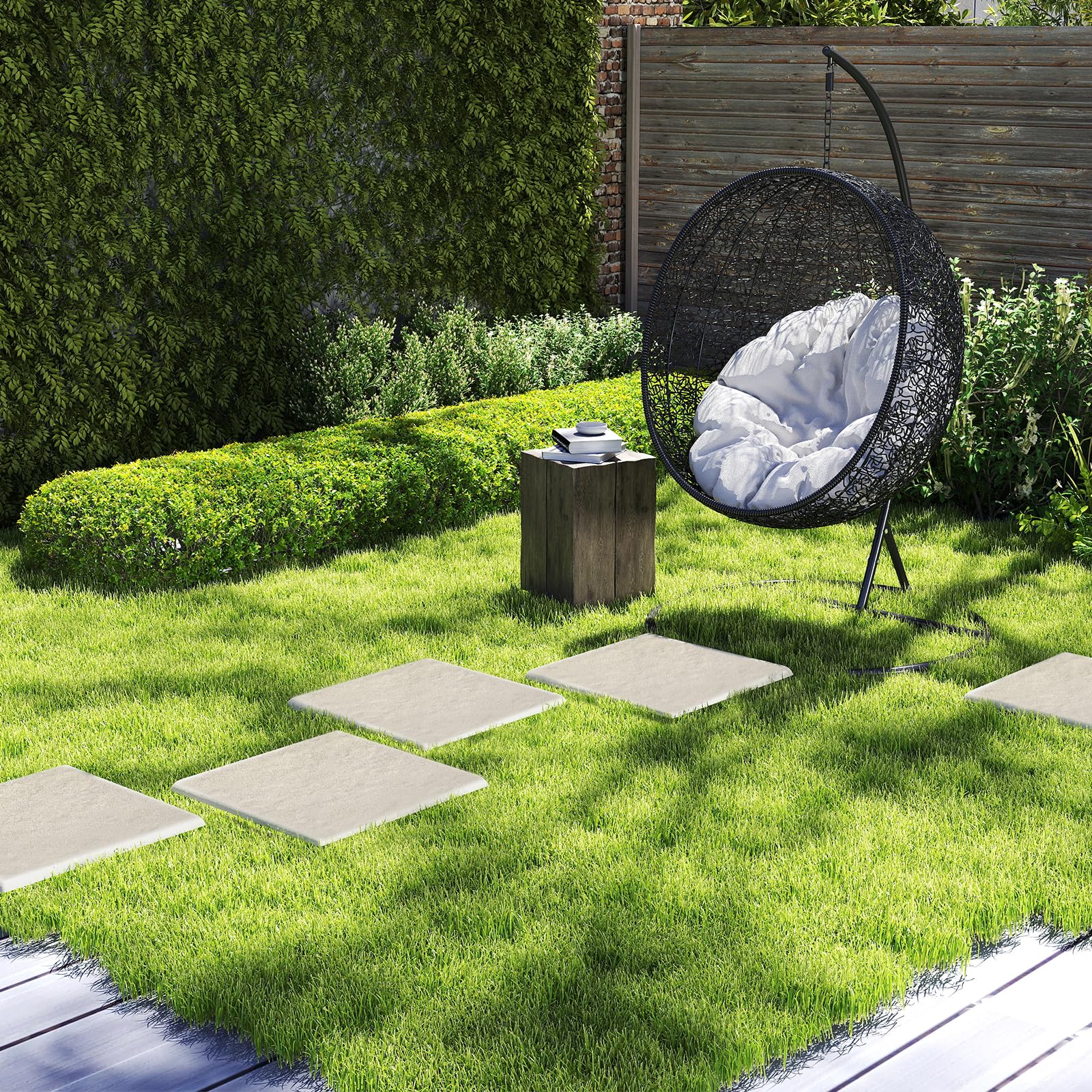 COSTWAY Set di 8 Pietre da Passo con Picchetti da Terra, Passerelle Decorative per Giardino, Pavimentazione Esterna Resistente a Tutte le Condizioni Meteorologiche per Prato e Giardino