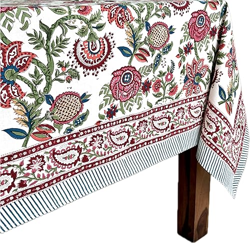 Miniatura 83 de ATOSII Amalfi - Mantel rectangular de otoño 100% algodón, bohemio, estampado a mano, para cocina, mesa de comedor, lino, decoración de otoño