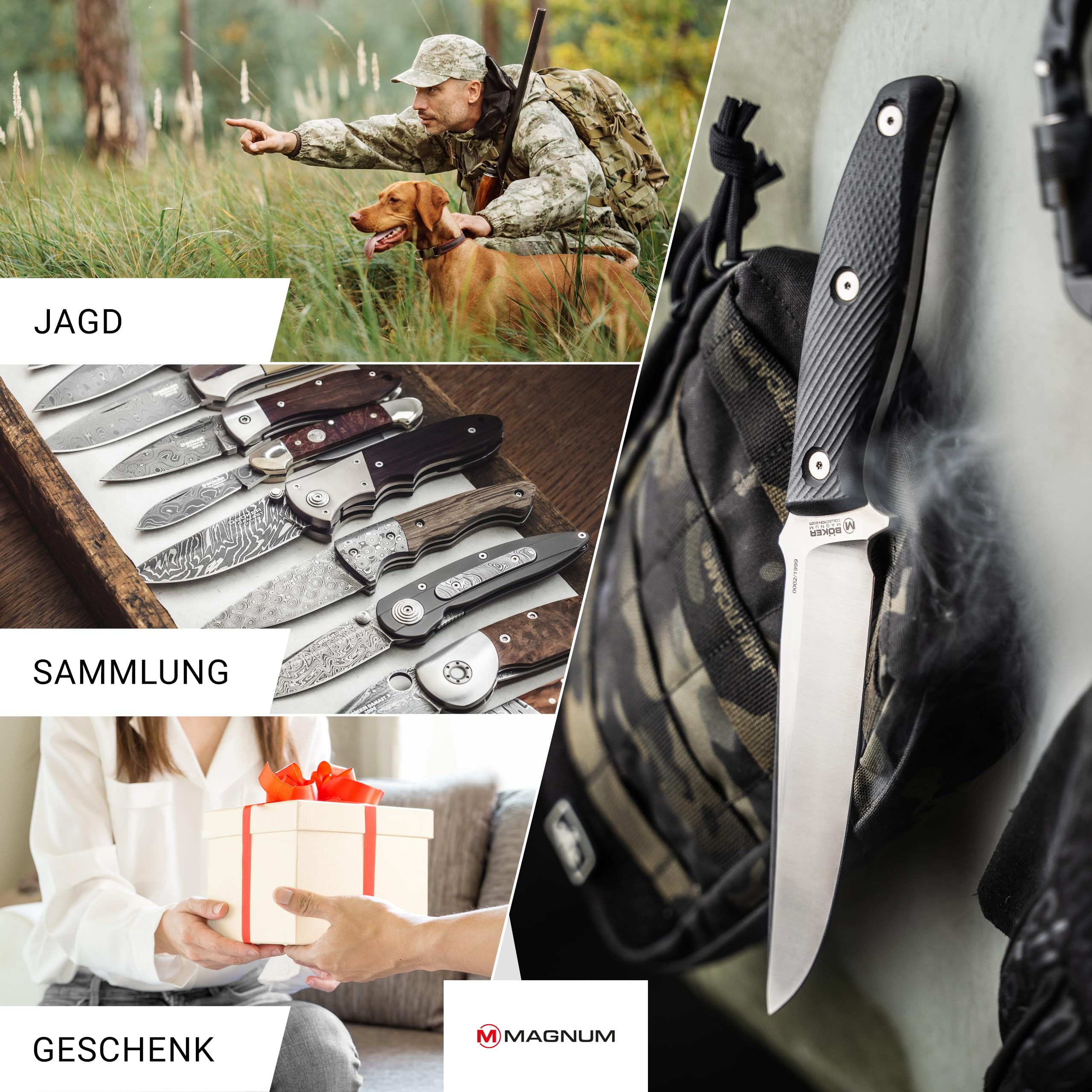 Magnum® Collection 2025 - taktisches Messer feststehend mit 15,1 cm Klinge - Sammlermesser Limited Edition - großes Outdoor- & Survival-Messer - Pfadfinder Fahrtenmesser mit Leder-Scheide
