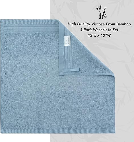 Miniatura 2 de SERISIMPLE Juego de 4 paños de viscosa de bambú de alta calidad, 13 x 13 pulgadas, suaves y absorbentes, duraderos y cómodos, adecuados para cuerpo
