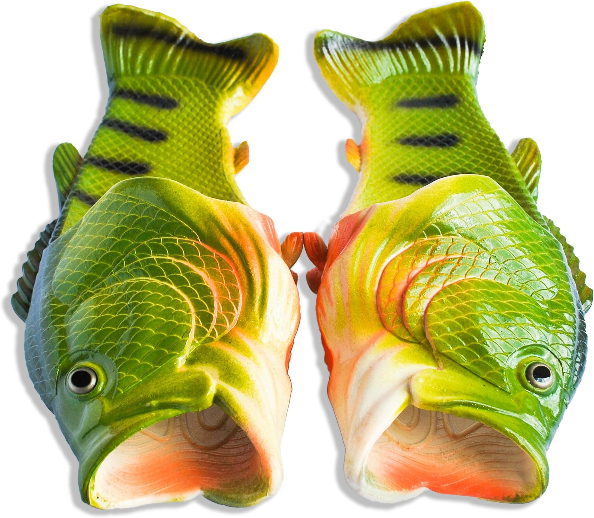 Fish Flip Flops | The Original Fish Slippers | Funny Gift, Unisex Sandals, Bass Slides, Pool, Beach & Shower Shoes | Men & Women